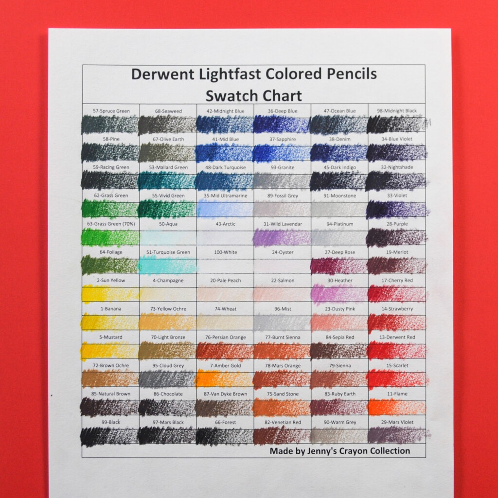 Derwent 72 Lightfast Colored Pencils Jenny s Crayon Collection - Blick Light Fast Pencil Chart