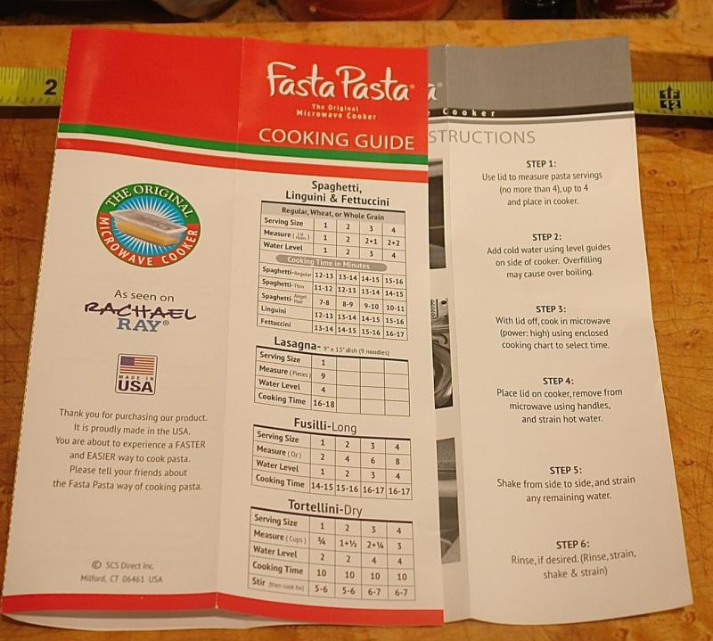 Fasta Pasta Page 2 Kitchen Consumer EGullet Forums - Fasta Pasta Cooking Chart Printable