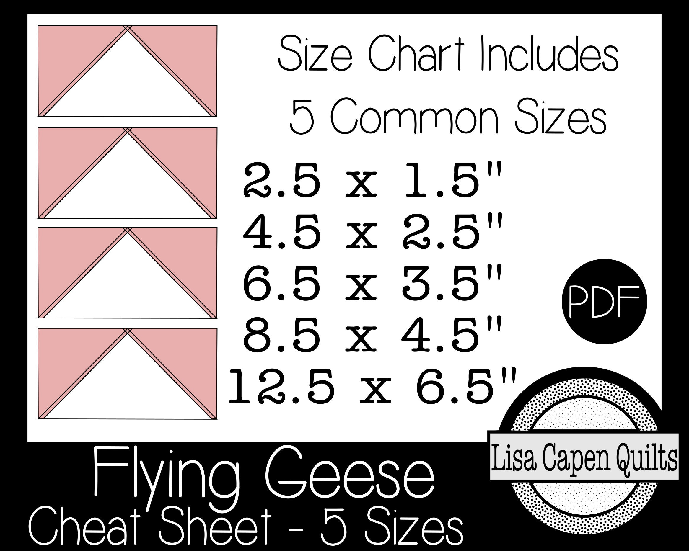 Flying Geese Cheat Sheet For QUILTERS 2 Different Methods Etsy Australia - Chart Fast Flying Geese Quilt Block