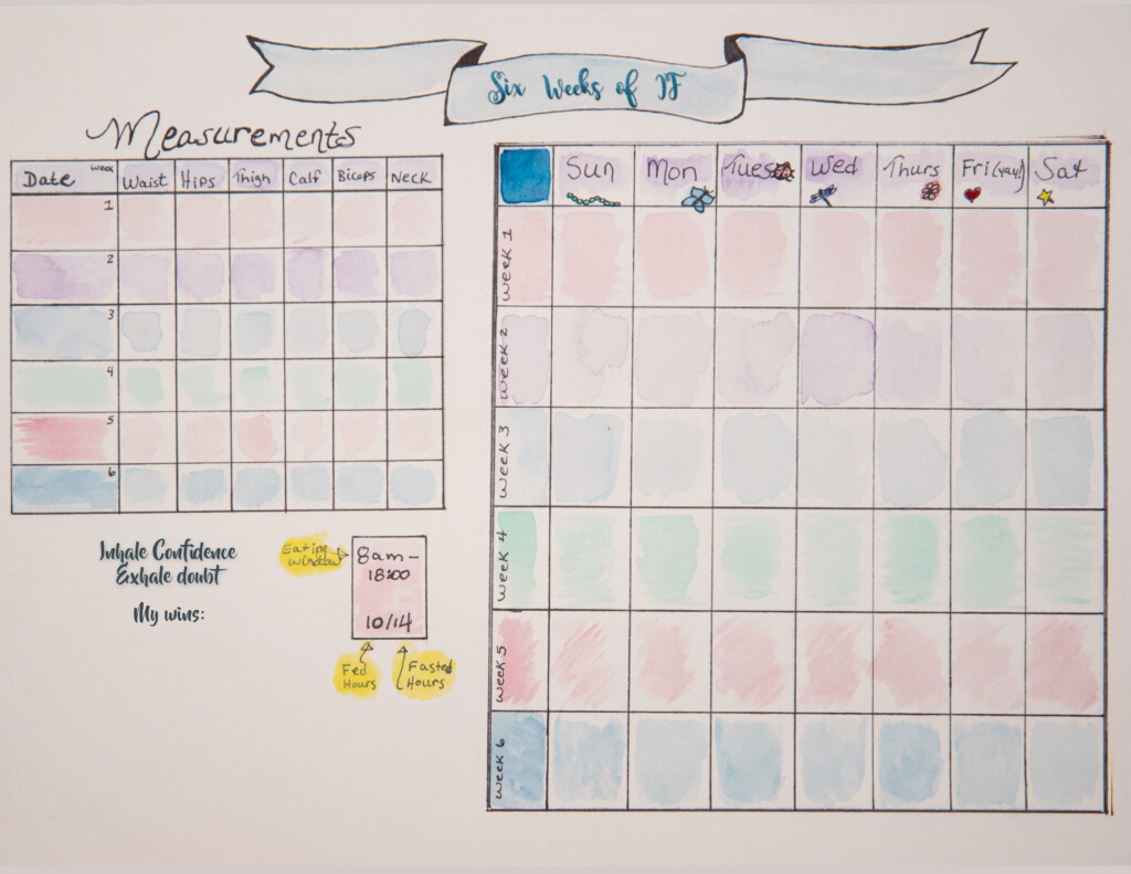 Free Intermittent Fasting Tracker printable Template Printable  - Visually Track Intermittent Fasting Chart