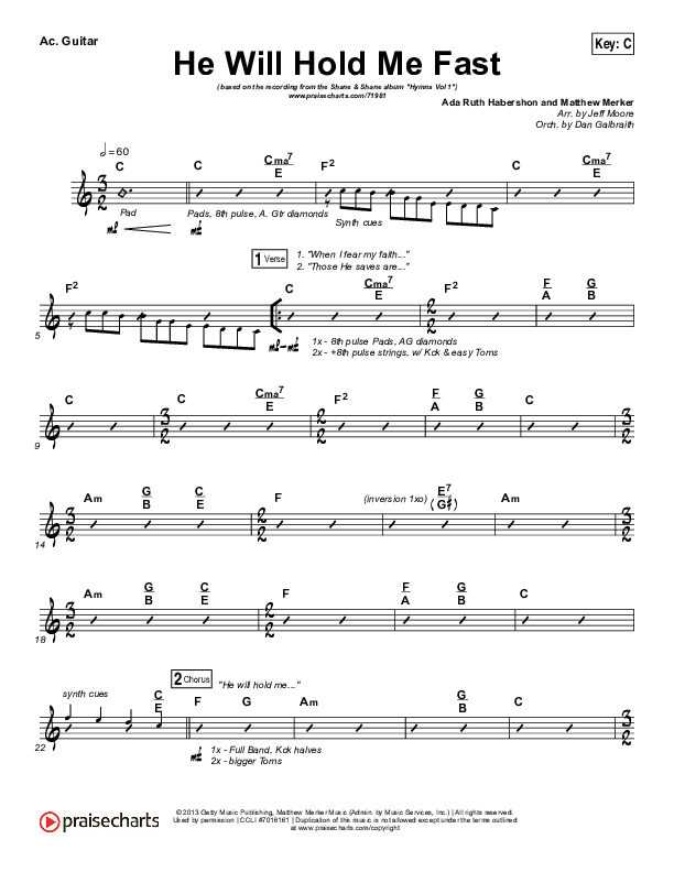 He Will Hold Me Fast Acoustic Guitar Sheet Music PDF Shane Shane  - He Will Hold Me Fast Shane And Shane Chord Chart