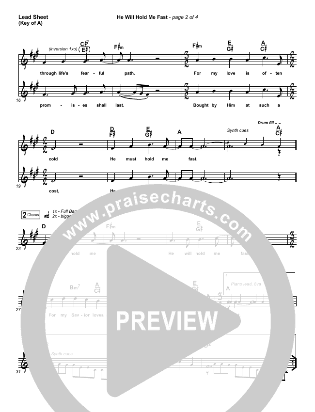 He Will Hold Me Fast Lead Sheet Melody Shane Shane The Worship  - He Will Hold Me Fast Shane And Shane Chord Chart
