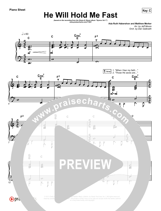 He Will Hold Me Fast Piano Sheet No Vocals Shane Shane The  - He Will Hold Me Fast Shane And Shane Chord Chart