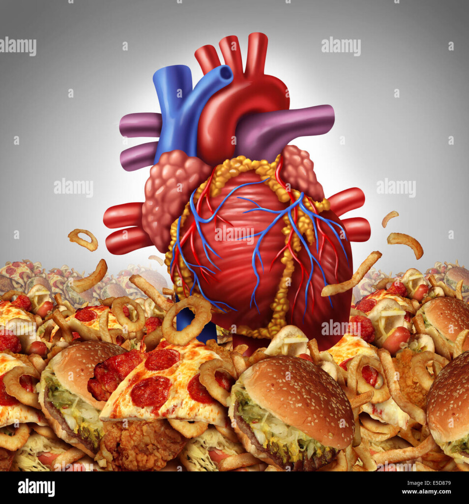 Heart Disease Risk Symbol And Health Care And Nutrition Concept As A  - Heart Disease Related To Fast Food Charts