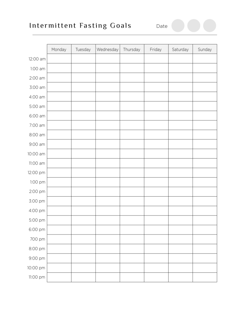 Intermittent Fasting Goals And Tracker Intermittent Fasting Fasting  - Alternate-day Fasting Printable Chart