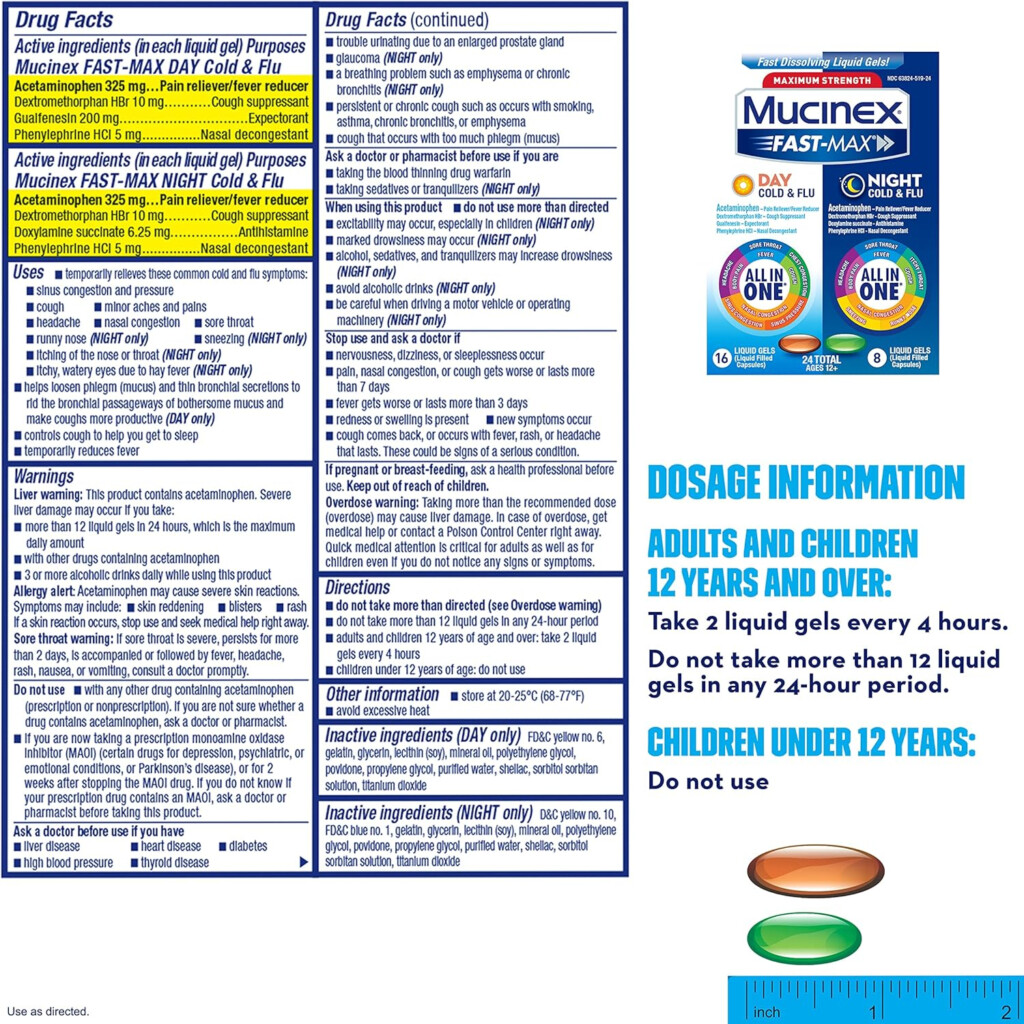 Mucinex Fast Max Cold Flu Medicine Geles L quidos De Alivio Todo En  - Mucinex Fast Max Severe Cold Dosage Chart