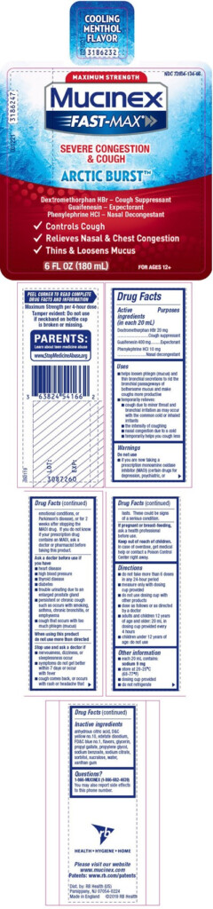 Mucinex Fast max Severe Congestion And Cough Arctic Burst Maximum  - Mucinex Fast Max Severe Congestion And Cough Dosage Chart