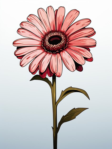 Premium AI Image Drawing Pink Flower Stem Head Walking Dead Color  - Walking Dead Color Chart Strong Fast