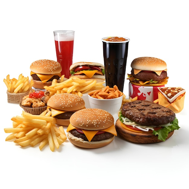 Premium AI Image Set Of Fast Food In White Background - Images Chart Chart Fast-food Whitecastlepng