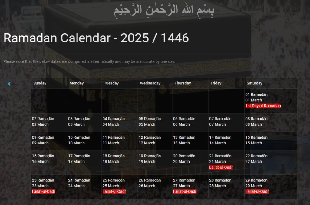 Ramadan Fasting Calendar 2025 Dates Timings And Significance  - Ramadan Fasting Chart 2025