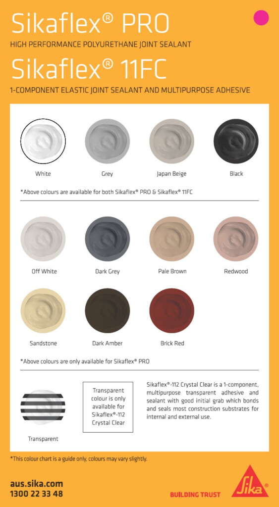 Sikaflex PRO Expansion Perimeter Joints - Sika Fast Fix Colour Chart