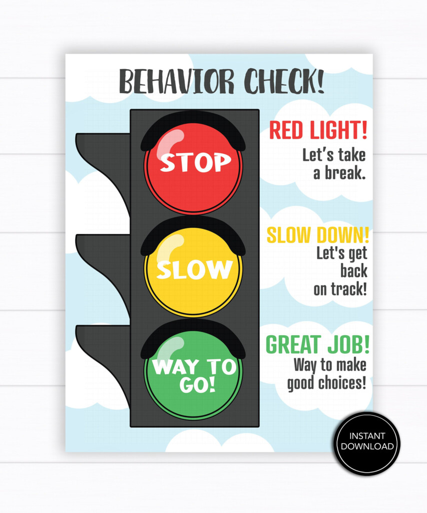 Stop Light Behavior Chart Printable Download Behavior Etsy Finland - Traffic In A Day Slow And Fast Line Chart